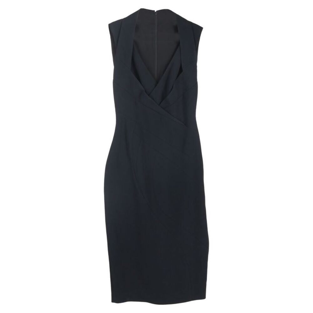 Antonio Berardi Criss-Cross Effect Mini Fitted Dress in Black Rayon